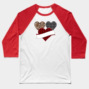 Women's Striped Plaid Printed Heart Valentine's Day Baseball T-Shirt